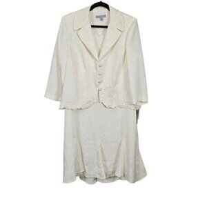 Danny And Nicole Cream Embroidered Two Piece Jacket And Dress